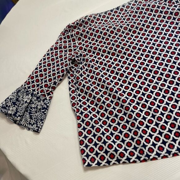 Tommy Bahama Red White Blue Cotton Tunic Top Size Medium - Picture 12 of 13